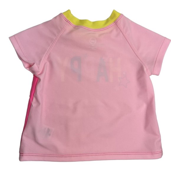 Wonder Nation Girls Baby Size 18 Months Rash Guard Swim Shirt Pink Neon Happy - Picture 5 of 12